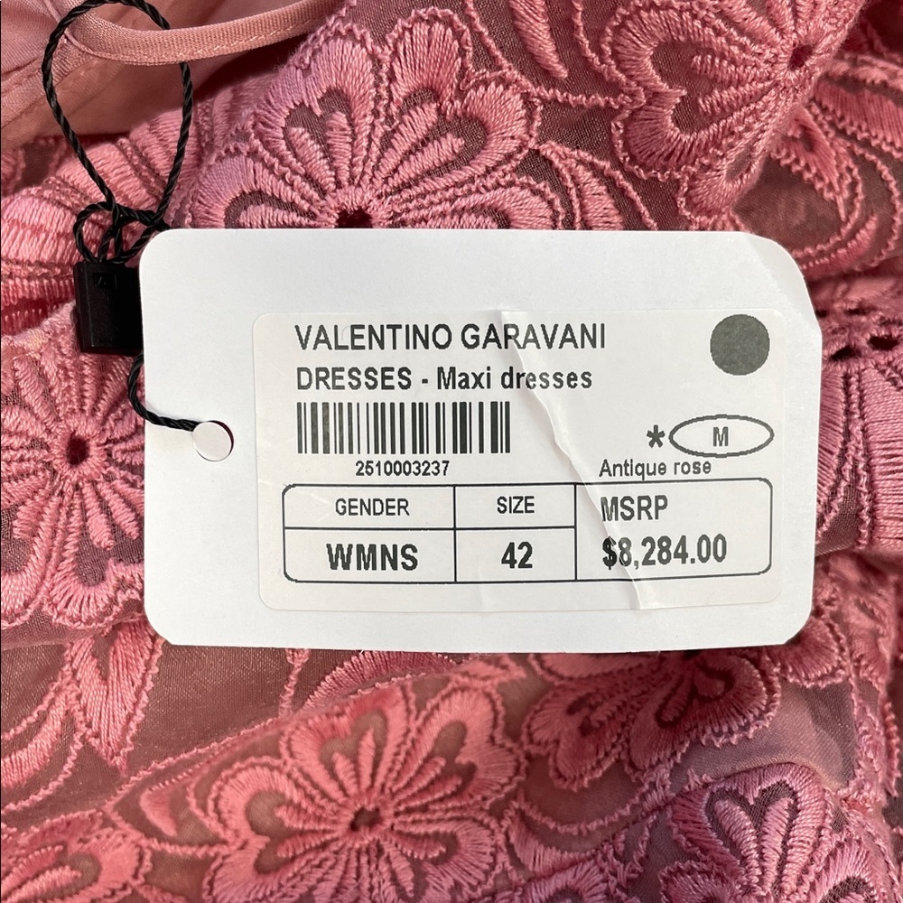 NWT Valentino Garavani Floral Guipure Lace Gown Dusty Rose Pink Maxi Sz 42 - Picture 10 of 16